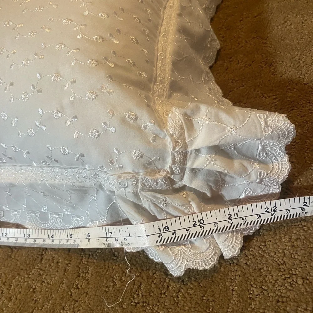 Decorative White Eyelet Embroidered Lace Pillow Removable 22” Beautiful